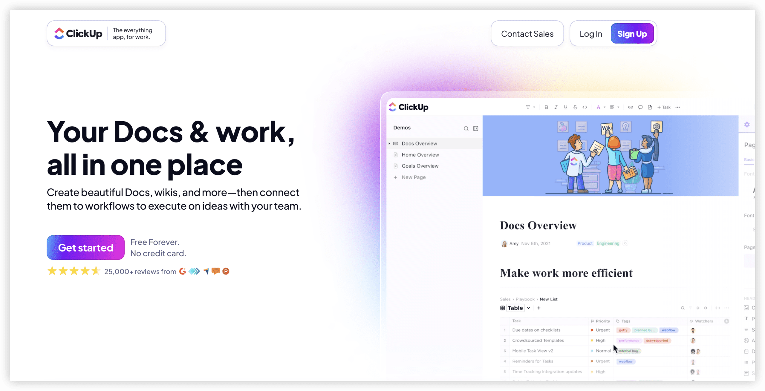 Confluence 替代方案 ClickUp Docs 产品图